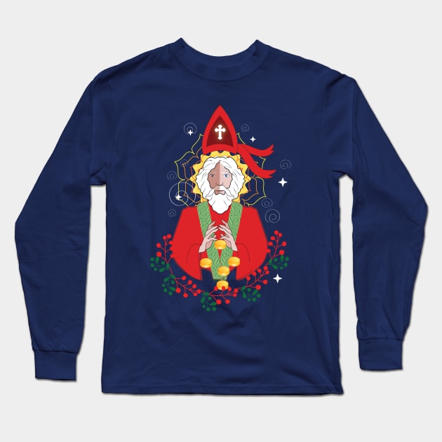 Saint Nicholas bringing presents for everyone Long Sleeve T-Shirt by emma17